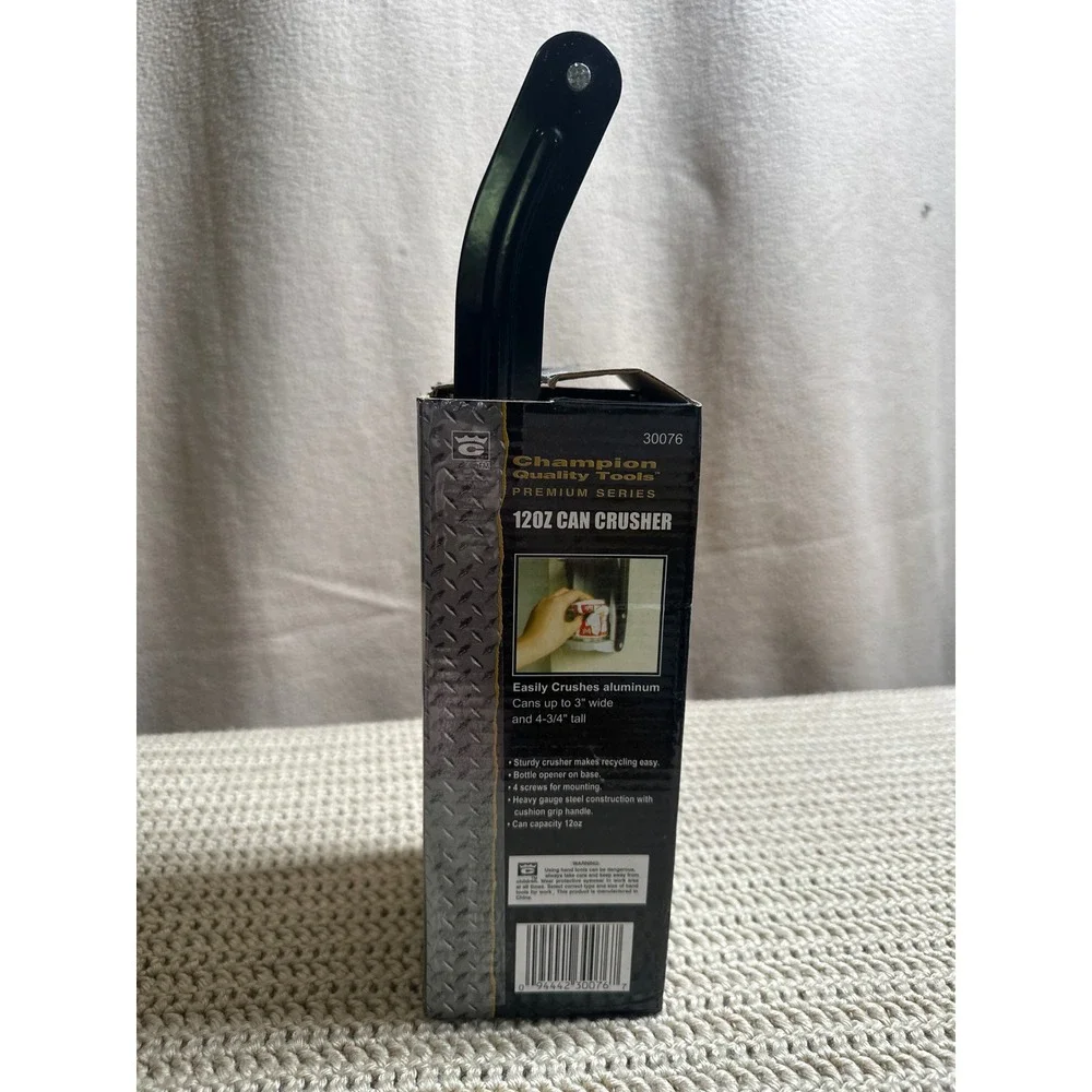 Champion Quality Tools 12 oz Can Crusher Heavy Duty Steel Wall Mount 30076 Black
